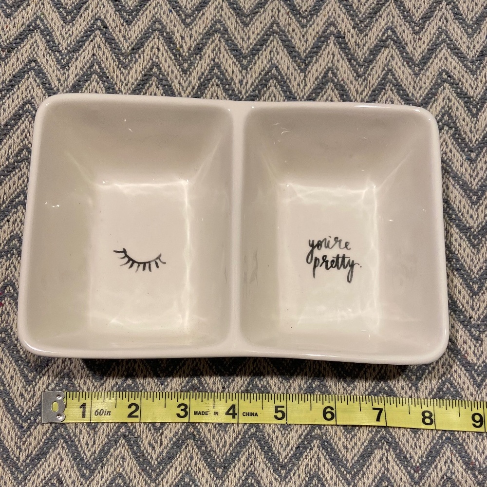 Rae Dunn “You’re Pretty” White Divided Trinket Tray 8x5